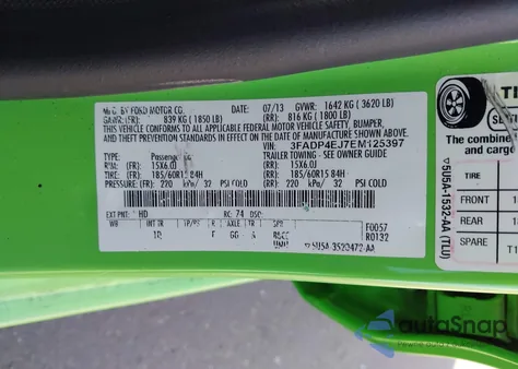 2014 Ford Fiesta Se z USA, uszkodzony, nr VIN 3FADP4EJ7EM125397